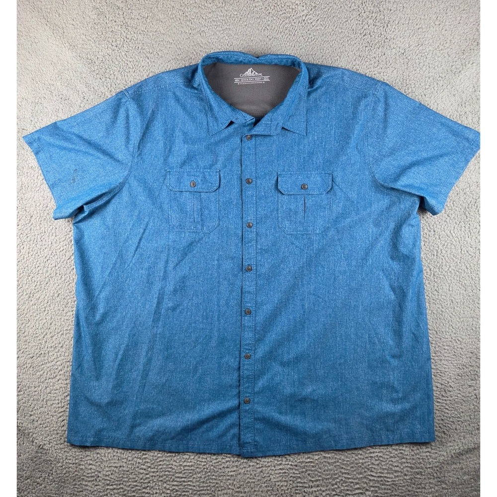 Croft & Barrow Shirt Mens 4XB Blue Quick Dry Button Up Short Sleeves Casual